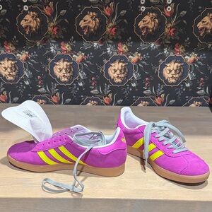 Adidas Purple and Neon Yellow Gazelles